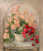 Europese school (XX) - Large Floral Still Life, Antiek en Kunst, Kunst | Schilderijen | Klassiek