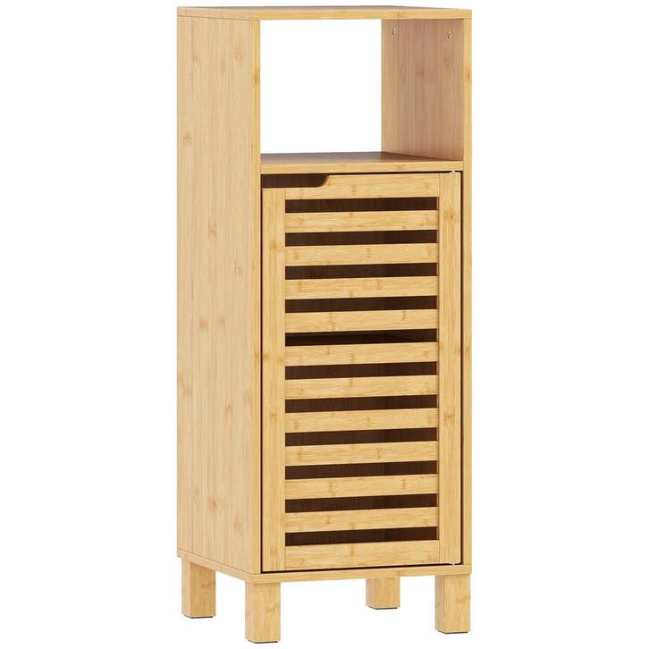 Badkamerkast, Open Rek, Kast, Bamboehout, Lamellendeur, Lich, Huis en Inrichting, Emmers, Nieuw, Verzenden