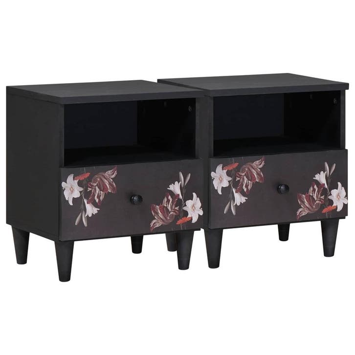 vidaXL Nachtkastje 2 pcs Bruin 40 x 33 x 46 cm Massief Mango, Huis en Inrichting, Slaapkamer | Nachtkastjes, Nieuw, Minder dan 45 cm