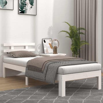vidaXL Bedframe massief hout wit 90x200 cm, 90 cm, Eenpersoons, Verzenden, Wit