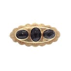 Vintage gouden broche met granaat, Gebruikt, Overige kleuren, Ophalen of Verzenden, Met edelsteen