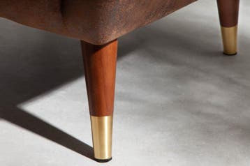Retro Design Armstoel DON Antiek Bruin Goud Voetdoppen met, Ophalen of Verzenden, Nieuw