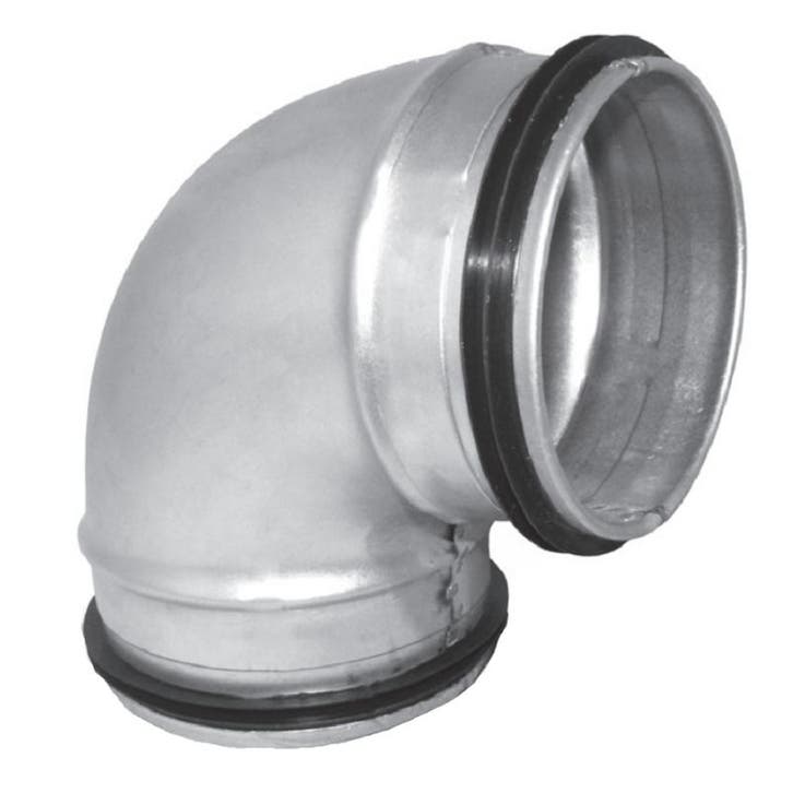 Korte bocht 90º met afdichtingsrubber - geperst - Ø 100mm, Doe-het-zelf en Verbouw, Ventilatie en Afzuiging, Nieuw, Verzenden