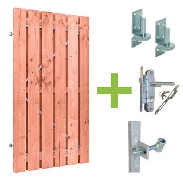Tuinpoort Douglas 100x195cm met IJzeren Frame en Inbouwslot, Verzenden, Nieuw, Hout