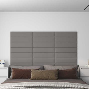 vidaXL Wandhoofdbord 12 st 60 x 15 cm Lichtgrijs Stof, Doe-het-zelf en Verbouw, Platen en Panelen, Verzenden, Nieuw