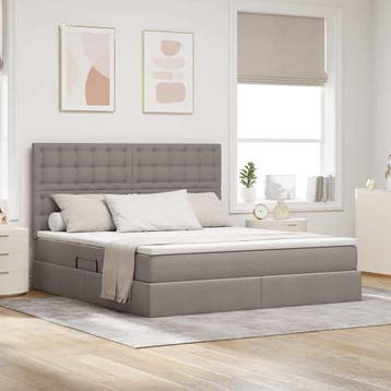 vidaXL Opslag bed met matras met hoofdeinde Taupe 160 x 200, Verzenden, Nieuw, Stof