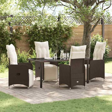 vidaXL Tuin eettafelset 5 pcs Bruin poly rattan, Verzenden, Nieuw, Rotan, 5 zitplaatsen