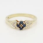 Ring - 14 karaat Geel goud Diamant (Natuurlijk) - Saffier -, Nieuw