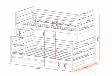 Stapelbed met Lade Faas - 3-persoons - 90/120 x 200 - Wit, Verzenden, Nieuw, Stapelbed