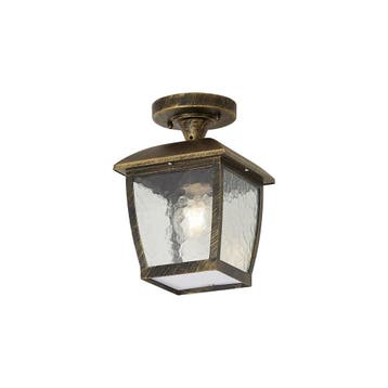 Klassieke plafondlamp antiek goud IP44 - Leuven, Tuin en Terras, Buitenverlichting, Verzenden, Nieuw, Aluminium