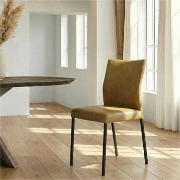 Leren eetkamerstoel Basic - Granada Olive (olijf) - Poten, Ophalen of Verzenden, Nieuw, Leer, Modern