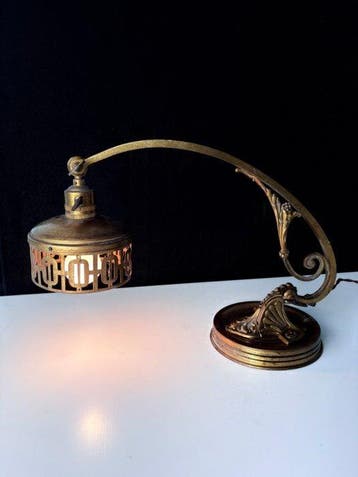 Tafellamp - Verguld brons, Bureaulamp Art Deco / Art Nouveau