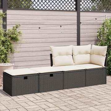 vidaXL 2-delige Loungeset met kussens poly rattan acacia, Verzenden, Nieuw, Loungeset