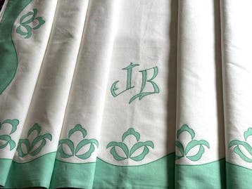 Frans huislinnen. Prachtig oud laken van métis. Monogram JB., Antiek en Kunst