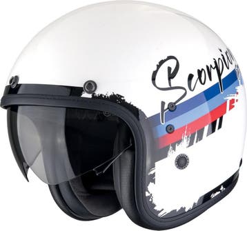 Scorpion Belfast Evo Adonis Wit Rood Blauw Jethelm, Motoren, Kleding | Motorhelmen, Jethelm, XXL, Nieuw met kaartje, Overige merken