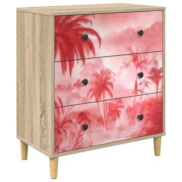 vidaXL Ladekast AACHEN Roze palmbomenprint 66 x 36,5 x 75 cm, Huis en Inrichting, Kasten | Overige, Verzenden, Nieuw