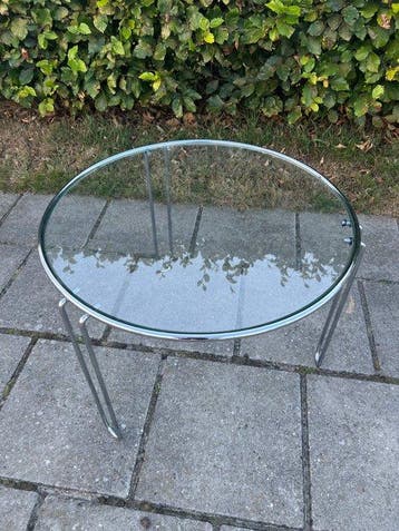 Bijzettafel - Glas, Metaal - Vintage Bijzettafeltje, Antiek en Kunst, Kunst | Designobjecten