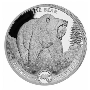 Congo Wildlife The Bear 1 oz 2022 (30.000 oplage), Verzenden, Overige landen, Losse munt, Zilver