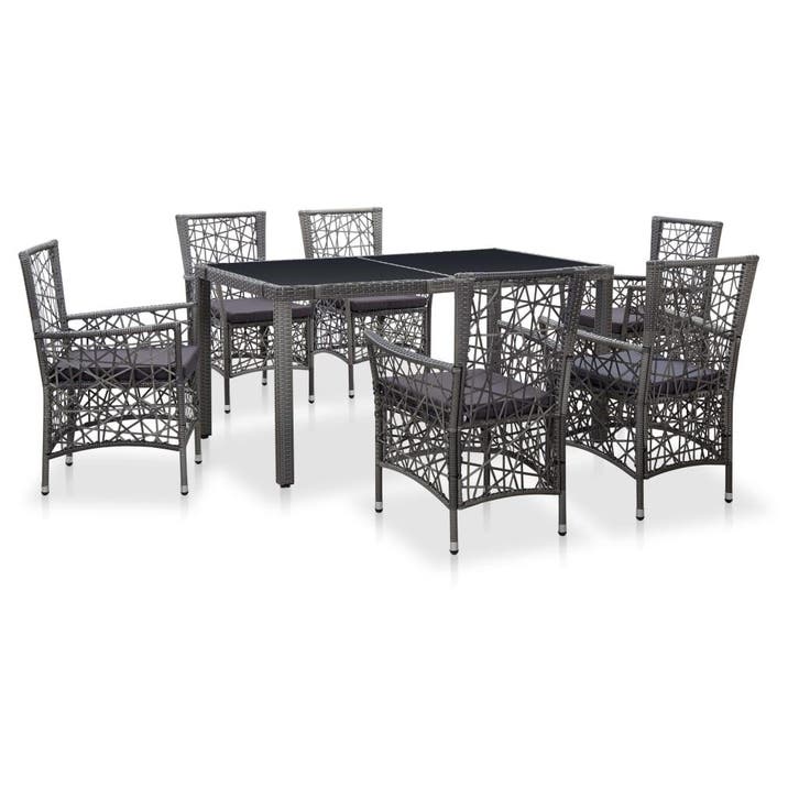 vidaXL 7-delige Tuinset poly rattan grijs, Tuin en Terras, Tuinsets en Loungesets, Tuinset, Nieuw, 6 zitplaatsen, Verzenden