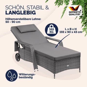 Ligbed Grijs/Antraciet Kunststof 193x90x43cm, Verzenden, Nieuw