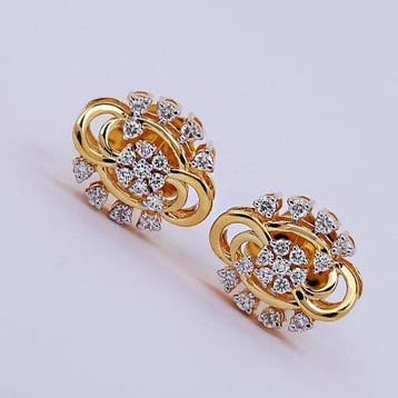 Oorstekers - 14 karaat Geel goud - 0.33ct. tw. Diamant, Sieraden, Tassen en Uiterlijk, Antieke sieraden