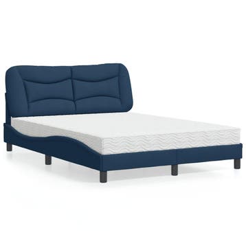 vidaXL Bed met matras Hvar stof blauw 120x200 cm, Nieuw, Twijfelaar, 120 cm, 200 cm
