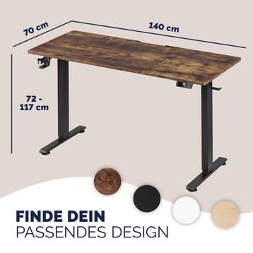 Zit sta bureau Bruin 140x60x72-117cm (Voor in Huis), Verzenden, Nieuw