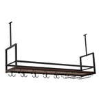 Wijnrek Borejle wandrek zwart en walnootkleurig 120x30x64 cm, Huis en Inrichting, Verzenden, Nieuw