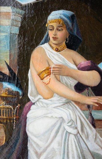 Franse school (XIX) - Dama Con Gioielli E Gazza Ladra