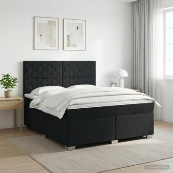 vidaXL Boxspringbed met matras met hoofdeinde Zwart 140 x, Verzenden, Nieuw, Tweepersoons, Zwart