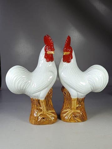 Paire de coq - Porselein - China, Antiek en Kunst