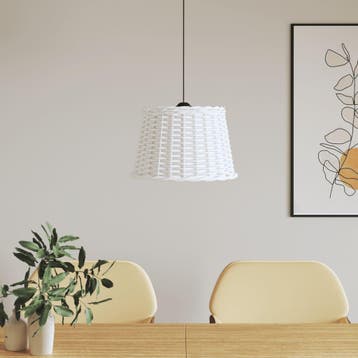 vidaXL Plafondlampenkap Ø40x26 cm wicker wit, Verzenden, Nieuw, Wit