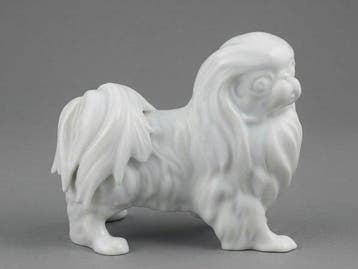 Rare Arita Ware White Porcelain Pekingese Dog Statue by