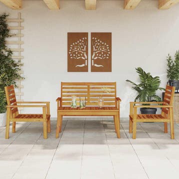 vidaXL 4-delige Loungeset massief acaciahout, Verzenden, Nieuw, Hardhout, Loungeset