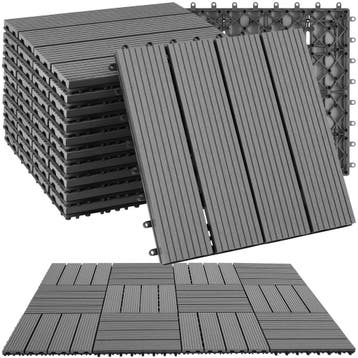 Set tuintegels Tegulas, WPC in houtlook - grijs, Set van 11, Tuin en Terras, Verzenden, Nieuw
