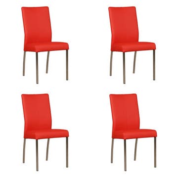 Set van 4 Leren eetkamerstoelen Comfort - Toledo Ferrari, Ophalen of Verzenden, Nieuw, Leer, Vijf, Zes of meer stoelen