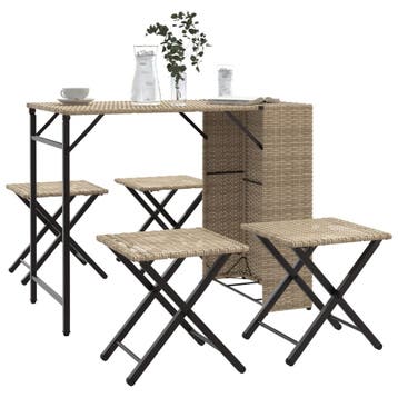 vidaXL 5-delige Tuinset inklapbaar poly rattan beige, Verzenden, Nieuw, Tuinset
