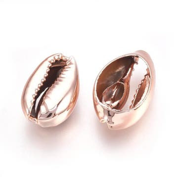 2 x Schelp kralen Kauri rose gold kleur c.a. 10~12mm x 15..., Ophalen of Verzenden, Nieuw, Kraal