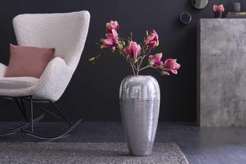Elegante vaas ORIENTAL 50cm zilver in wild hamerontwerp -, Huis en Inrichting, Woonaccessoires | Vazen, Ophalen of Verzenden, Nieuw