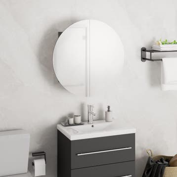 vidaXL Badkamerkast met ronde spiegel en LED 40x40x17,5 cm, Verzenden, Nieuw