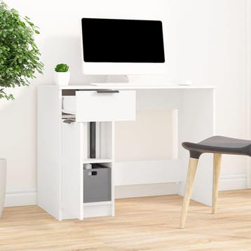 vidaXL Bureau 100x50x75 cm bewerkt hout wit, Huis en Inrichting, Bureaus, Verzenden, Nieuw