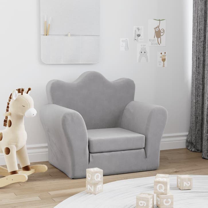 vidaXL Kinderslaapbank zacht pluche lichtgrijs, Kinderen en Baby's, Kinderkamer | Overige Meubels, Nieuw, Verzenden