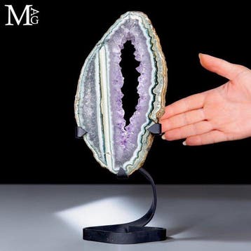 Levendige amethist-geode plak met agaatbanden -