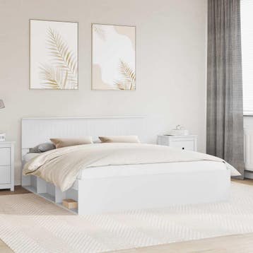 vidaXL Bedframe met hoofdeinde Wit 180 x 200 cm Massief, Huis en Inrichting, Verzenden, Wit, Hout, Nieuw