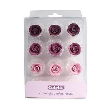 Culpitt Suikerdecoratie Rozen Ombré Paars 12st., Verzenden, Nieuw