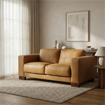 Leren bank Clear - 2 zits, Huis en Inrichting, Bohemian, Eigentijds, Modern, Retro, Vintage, 150 tot 200 cm, Nieuw, Ophalen of Verzenden