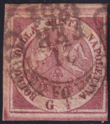 Italiaanse oude staten - Napels 1859 - 1/2 gr. II^ Taf., Gestempeld