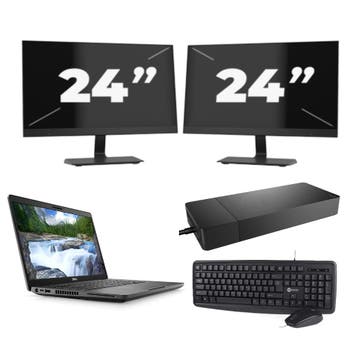 Dell Latitude 5401 -   i7-9e 8GB  - 256GB  + 2x 24 inch, Qwerty, Verzenden, 8 GB, Refurbished