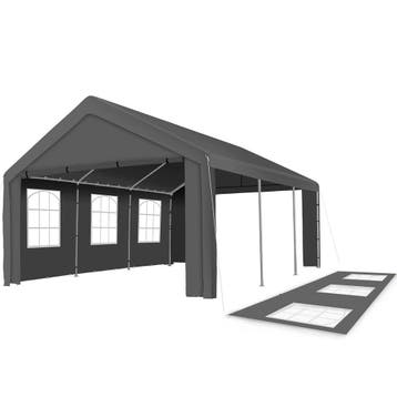 Tuinpaviljoen 6x4m met 4 zijwanden - grijs, Verzenden, Nieuw