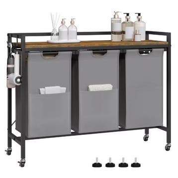 Wasmand met 2/3 vakken op wielen met afneembare waszakken, Verzenden, Nieuw